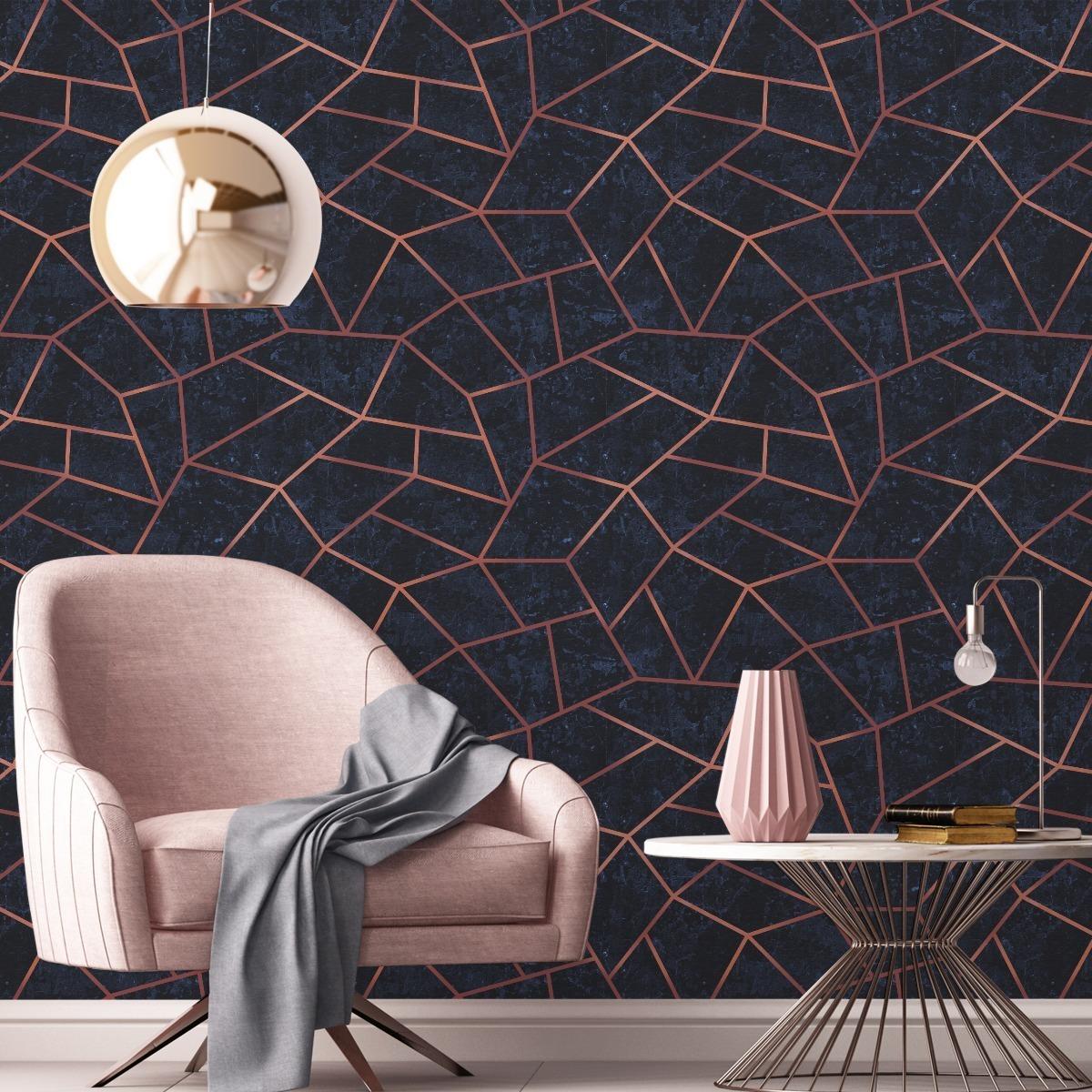Tapeta do Salonu w Stylu SOHO Geometryczny Wzór 3D  nr. 7