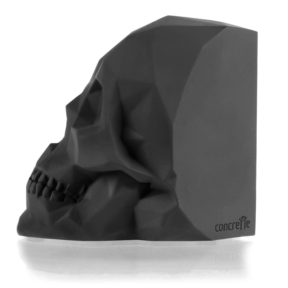 Podpórka do książek Skull Low-Poly Black Matt Poli