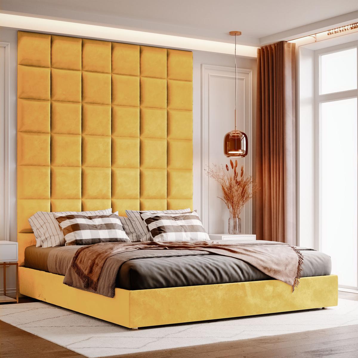 Panele tapicerowane 30x30 na ścianę magic velvet żółty nr. 5
