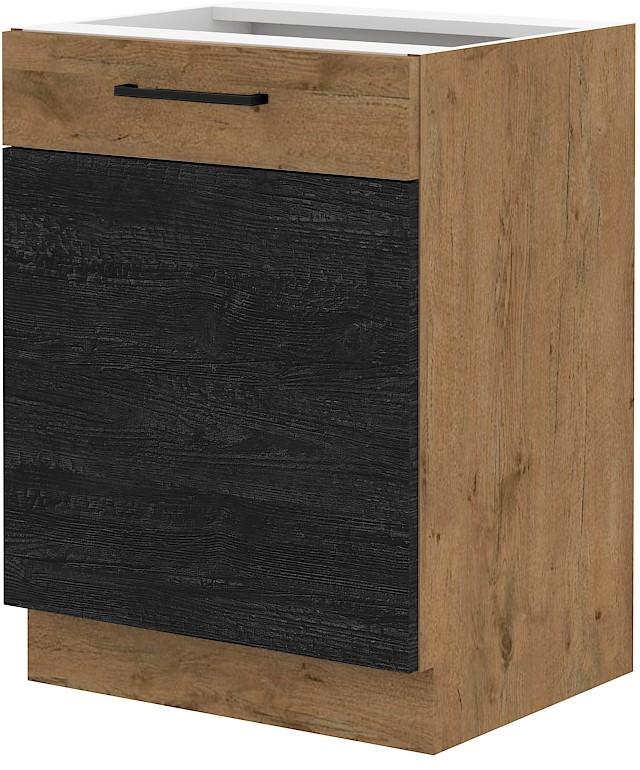 Szafka kuchenna 60x52x82 cm stojąca z cichym domykiem dark wood i dąb lancelot do kuchni