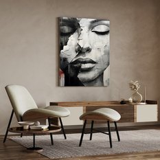 Obraz Na Płótnie Do Salonu PORTRET Kobiety Usta Abstrakcja Beton 80x120cm - Miniaturka zdjęcia nr 3