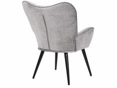 Fotel uszak tapicerowany wypoczynkowy 69x63x89 cm do salonu biura nogi czarne, szenil jasnoszary - Miniaturka zdjęcia nr 6