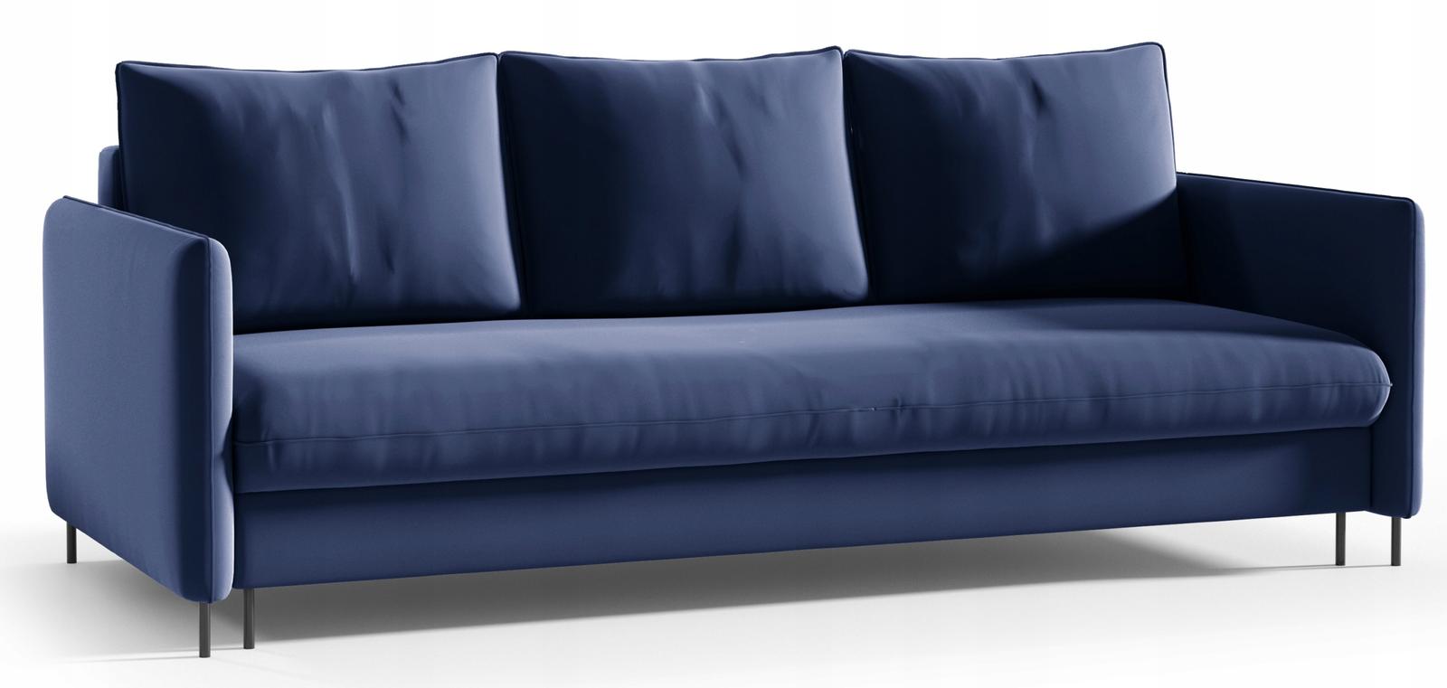 Kanapa BELISSA 216x91x95 cm sofa z funkcją spania z pojemnikiem RIVIERA niebieska do salonu