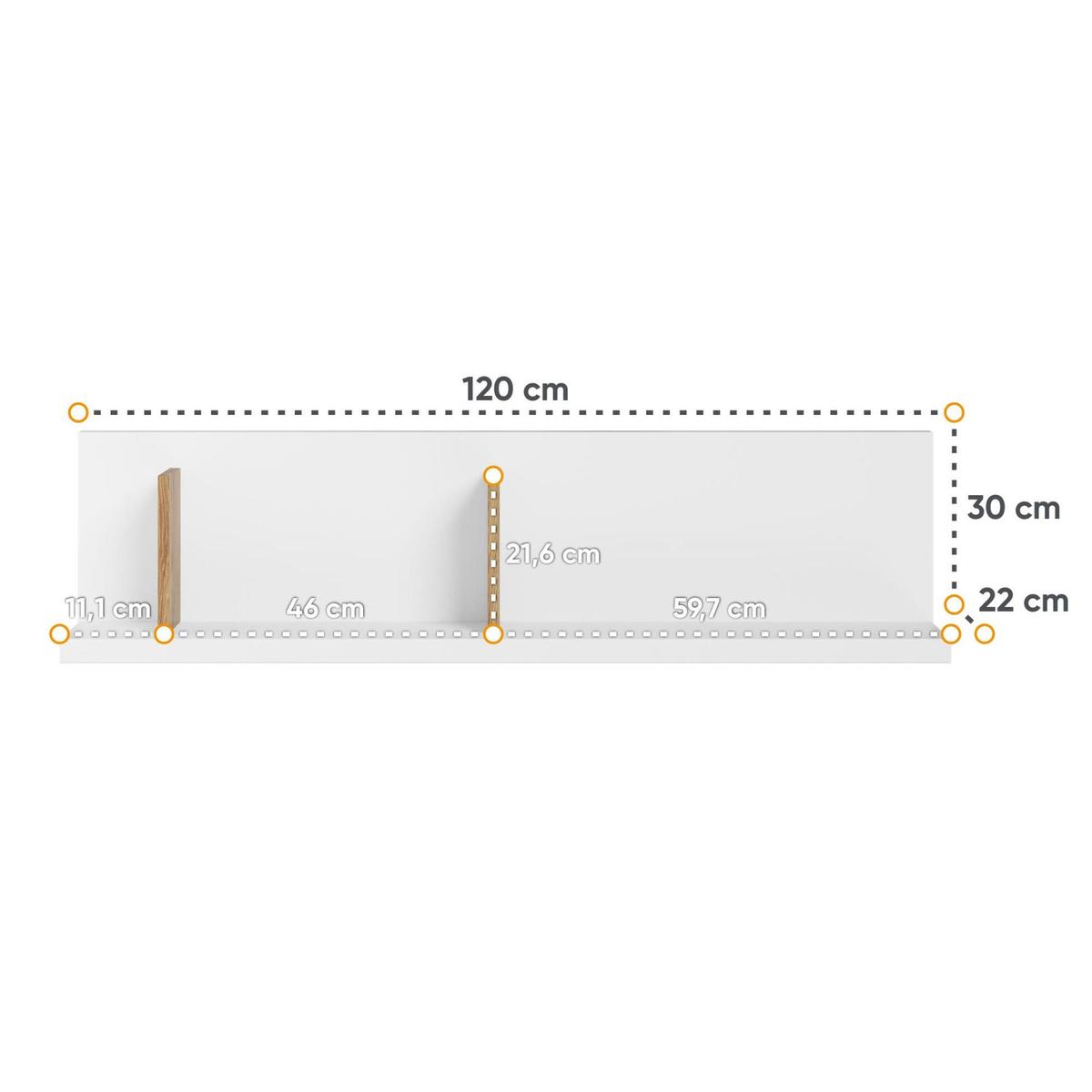 Półka wisząca Simi 120 cm do salonu sypialni biały hikora naturalna nr. 3