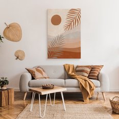 Obraz Do Salonu Pastelowy Pejzaż Pustynia Liście Styl Boho Natura 80x120cm - Miniaturka zdjęcia nr 3