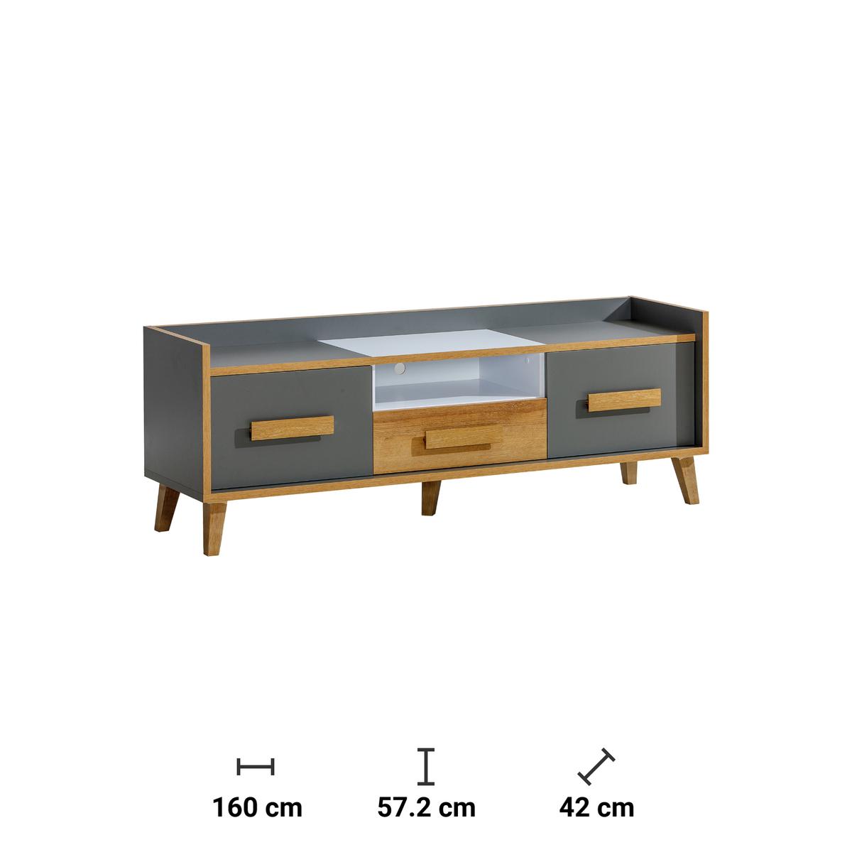 Szafka RTV 160x42x57,2 cm z półką zamykanymi drzwiczkami i szufladą nr. 2