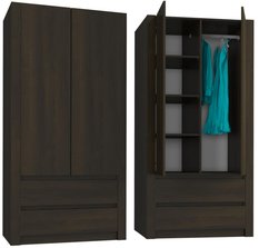 Szafa dwudrzwiowa MODERN 180x90 cm wenge z dwoma szufladami do sypialni lub salonu - Miniaturka zdjęcia nr 3