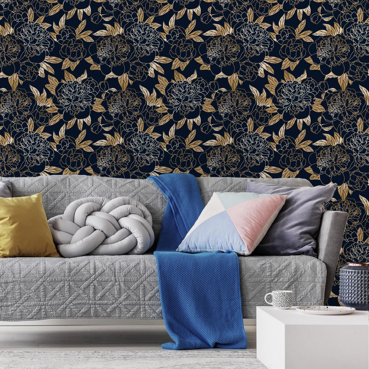 Tapeta PIWONIE Kwiaty Styl Glamour Ozdoba Efekt 3D  nr. 5