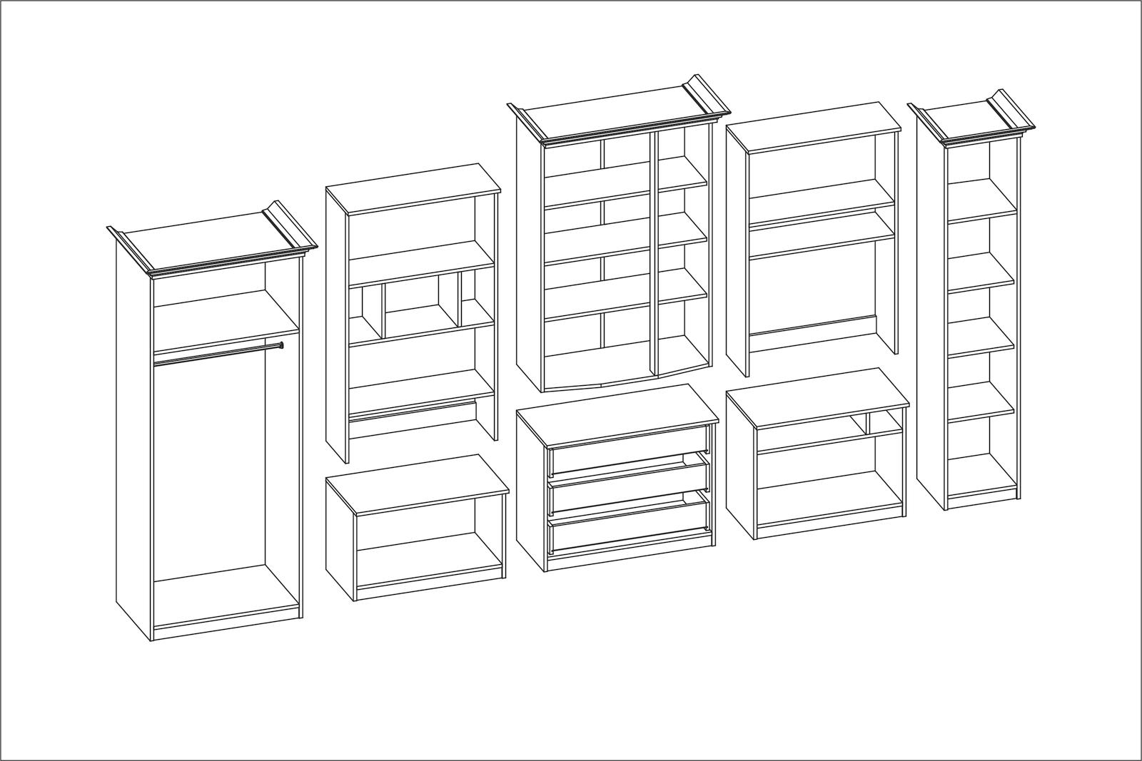 Meblościanka z szafą ALEN 370x207x53 cm zestaw mebli do salonu witryna RTV Wiśnia porto  nr. 3