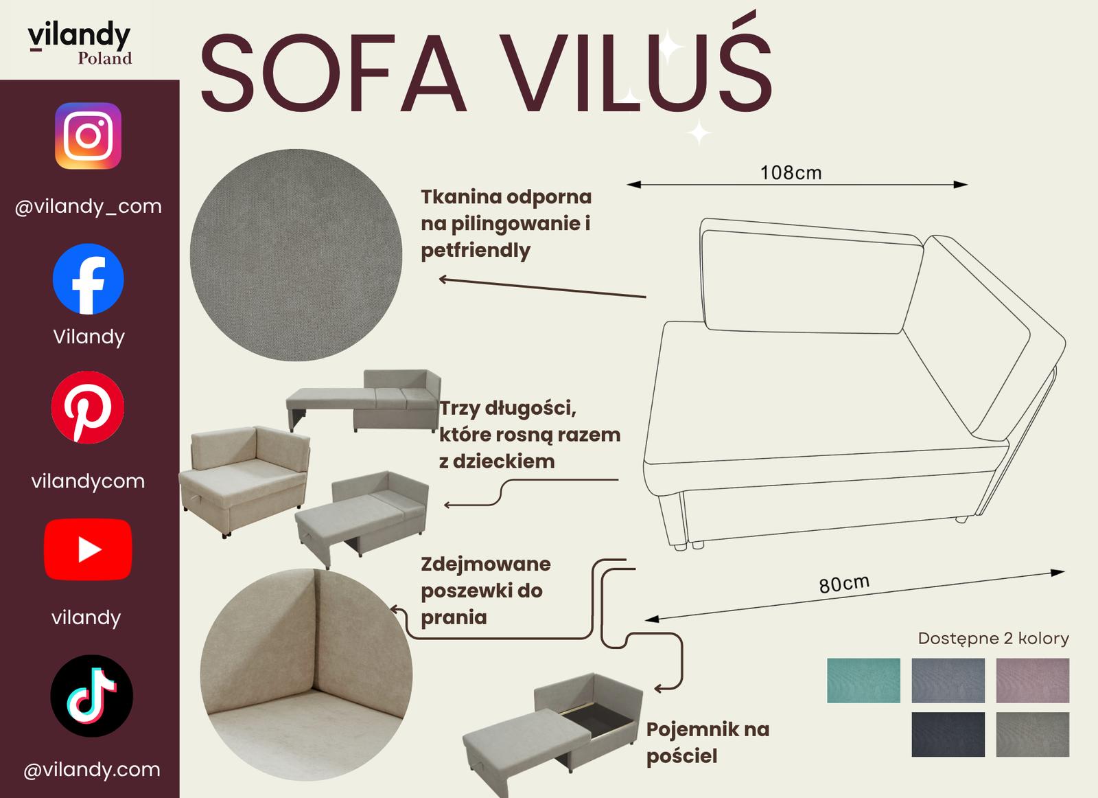 Sofa dla dzieci Viluś 106x75x80 cm narożnik jednoosobowy do pokoju z funkcją spania i przechowywania beżowy nr. 9