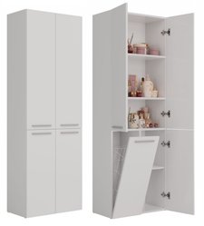 Słupek łazienkowy z dostawą najtaniej NEL 1K DD 174x60x30 cm szafka łazienkowa kosz na pranie regał biały mat - Miniaturka zdjęcia nr 1