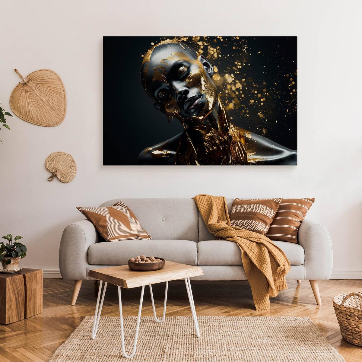 Obraz Na Płótnie Abstrakcyjna Kobieta W Złocie 100x70 Dekoracja Nowoczesna nr. 3