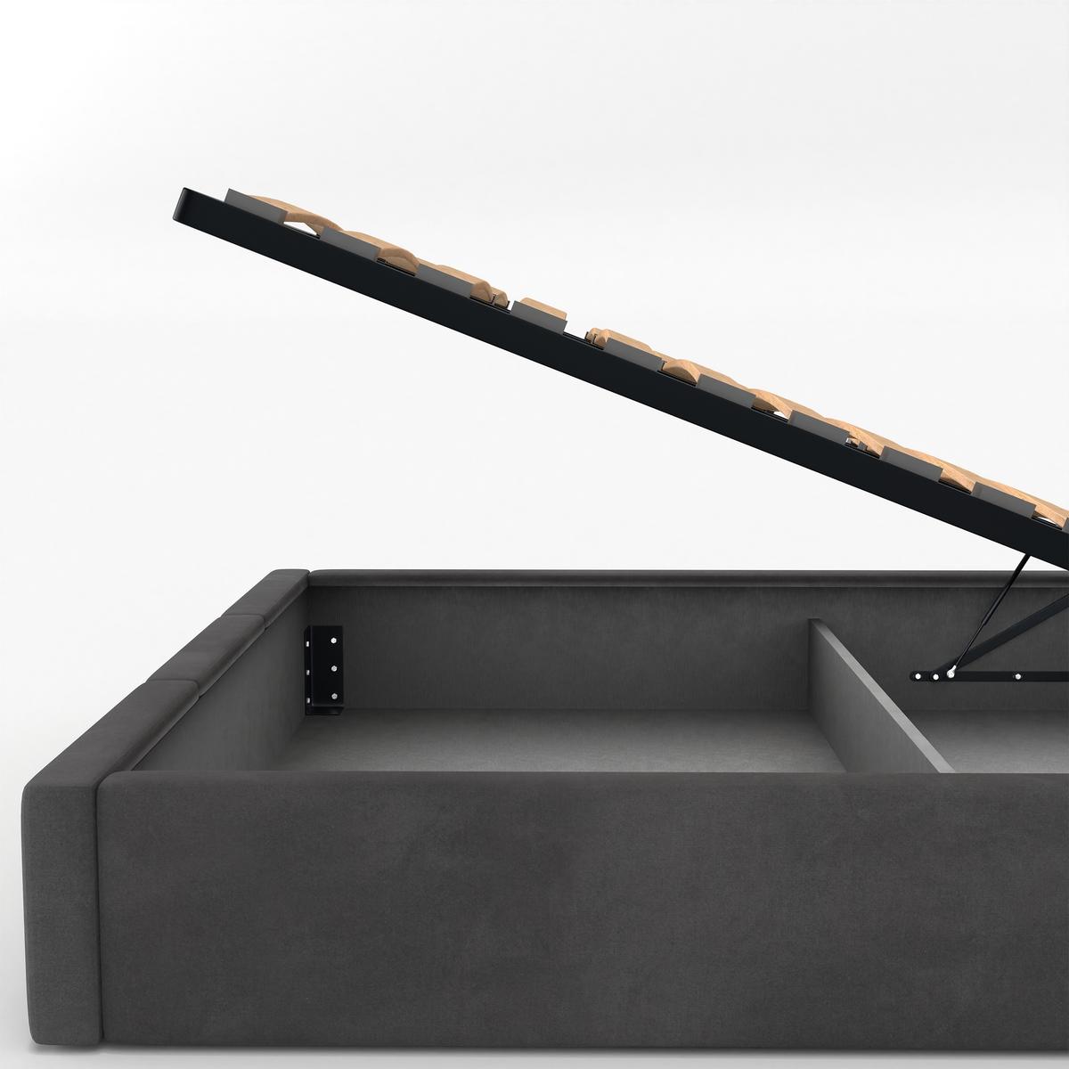 Łóżko Pojedyncze 90x200cm łóżko tapicerowane z pojemnikiem grafitowe do sypialni wezgłowie 120 cm nr. 10