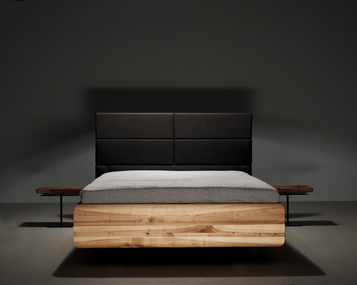 Łóżko BOXSPRING 200x200 elegancka modna rama z litego drewna olchowego z tapicerowanym zagłówkiem nr. 1