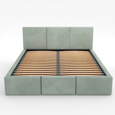 Łóżko tapicerowane do sypialni 180x200x100 cm podwójne z pojemnikiem modne miętowe - Miniaturka zdjęcia nr 13