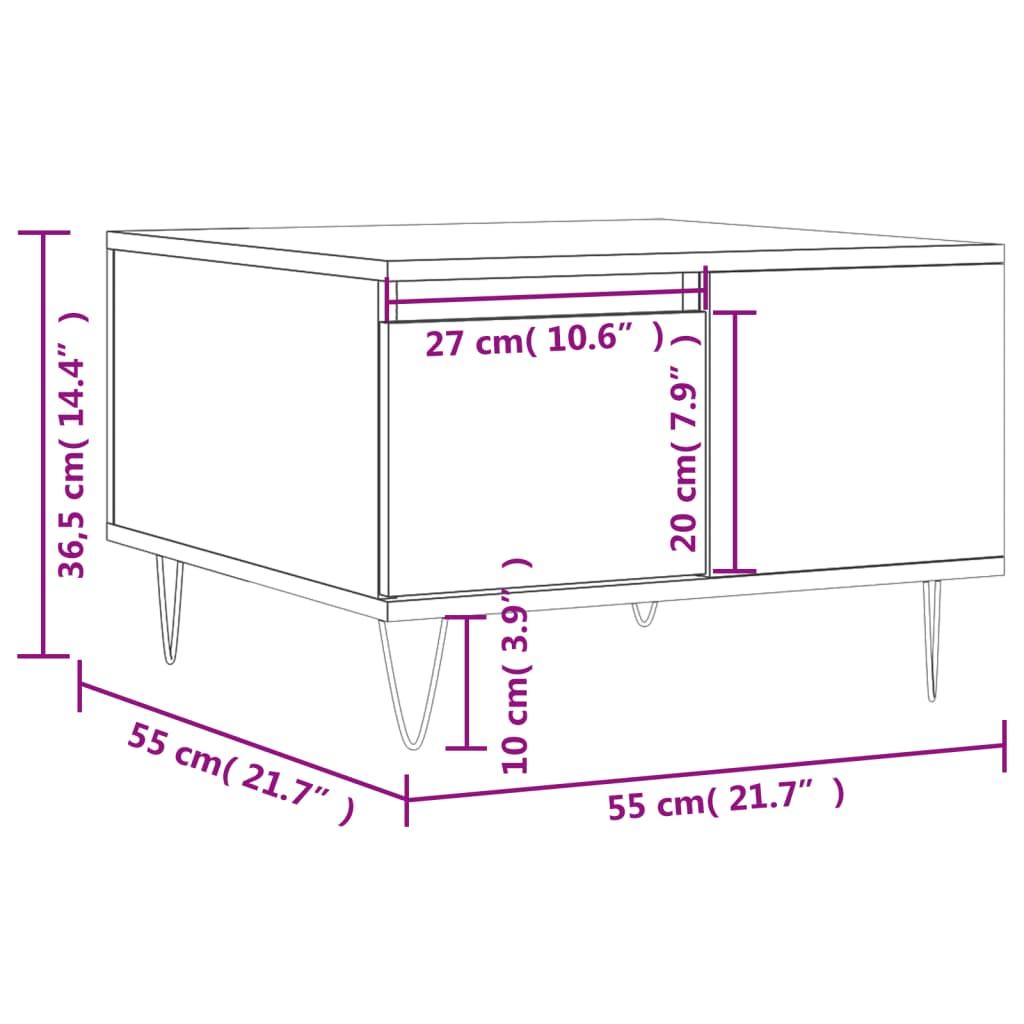 Stolik kawowy 55x55x36,5 cm z półką i szufladą biały o wysokim połysku do salonu nr. 11