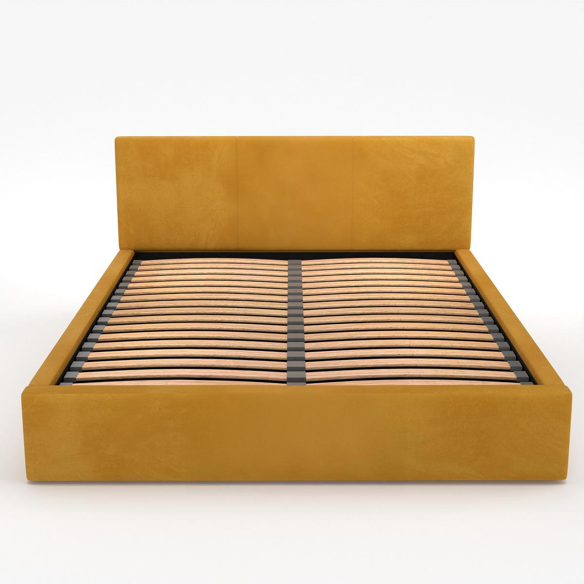 Łóżko tapicerowane do sypialni 180x200x88 cm podwójne z pojemnikiem basic żółte nr. 14