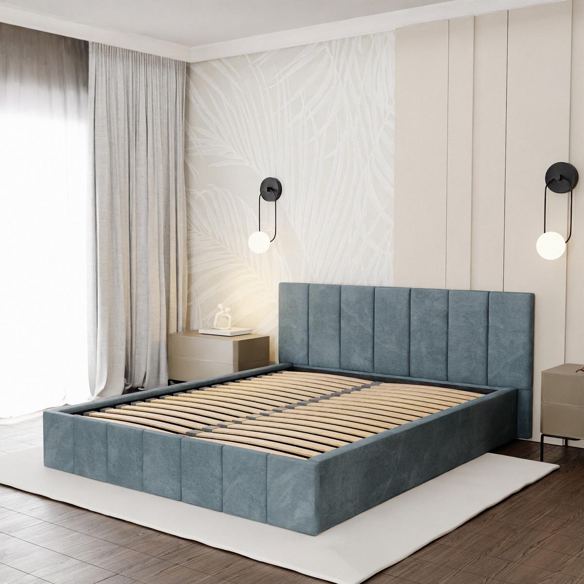 Łóżko tapicerowane 160x200 premium z pojemnikiem do sypialni morskie wezgłowie 107 cm nr. 4