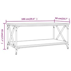 Stolik kawowy 100x50x45 cm z przestronnymi półkami dąb sonoma do salonu - Miniaturka zdjęcia nr 8