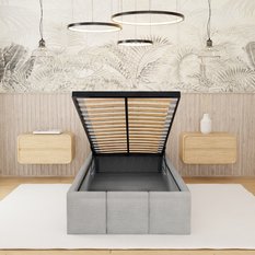 Łóżko Tapicerowane Do Sypialni 90x200cm Podwójne z Pojemnikiem Szary - Miniaturka zdjęcia nr 5