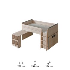 Łóżko piętrowe 208x104x131 cm Gumi dąb sonoma antracyt do sypialni - Miniaturka zdjęcia nr 2