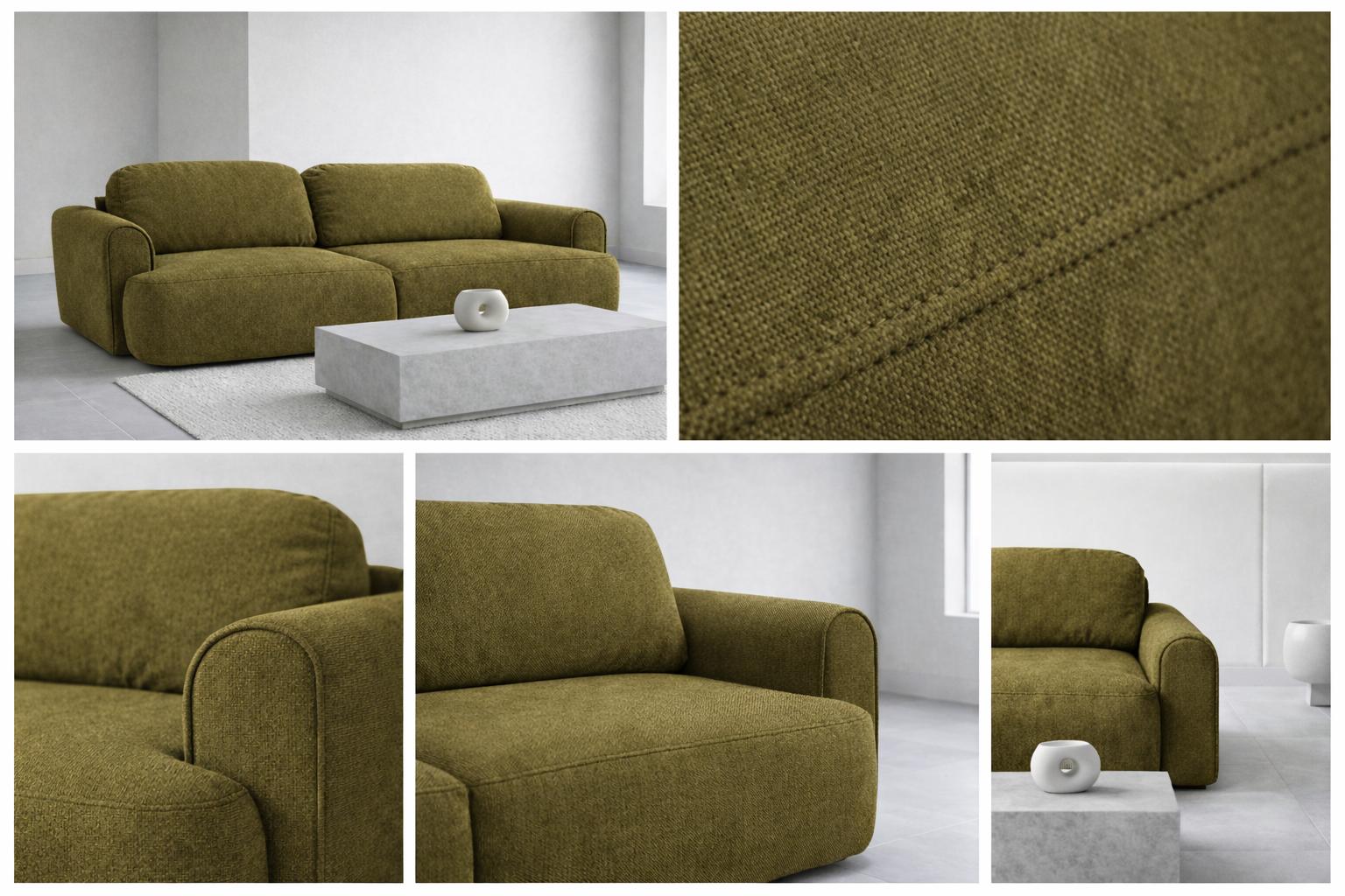 Kanapa z funkcją spania ITALY 250x100x82 cm trzyosobowa sofa rozkładana tkanina FLOW 14 oliwkowa nr. 5