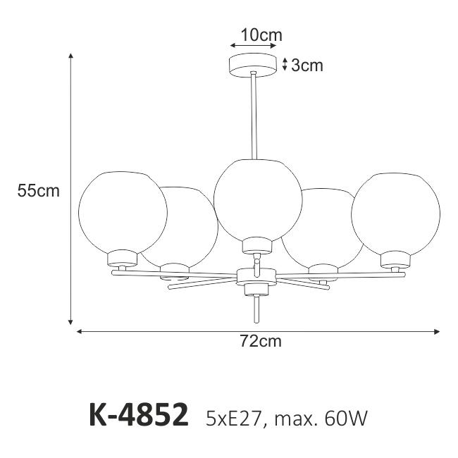 Lampa sufitowa K-4852 ALDAR 72x55x55 cm do salonu lub pokoju czarny/grafitowy nr. 2