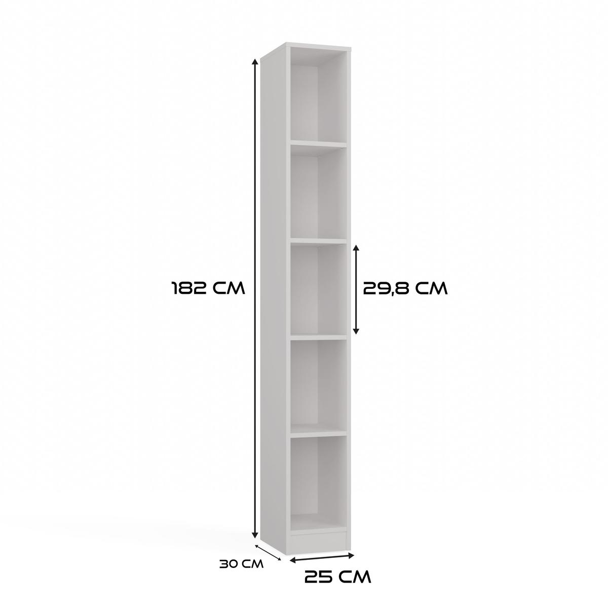 Regał otwarty R25 182x25x30 cm wąski na książki do biura pokoju biały  nr. 7
