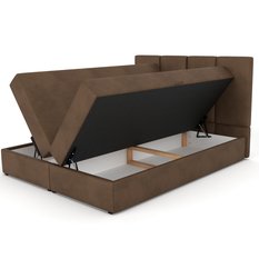 Łóżko kontynentalne 160x200x113 cm podwójne z materacem brązowe  - Miniaturka zdjęcia nr 12