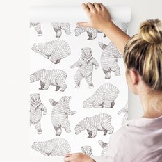Tapeta W Stylu Skandynawskim Malowane NIEDŹWIEDZIE  - Miniaturka zdjęcia nr 3