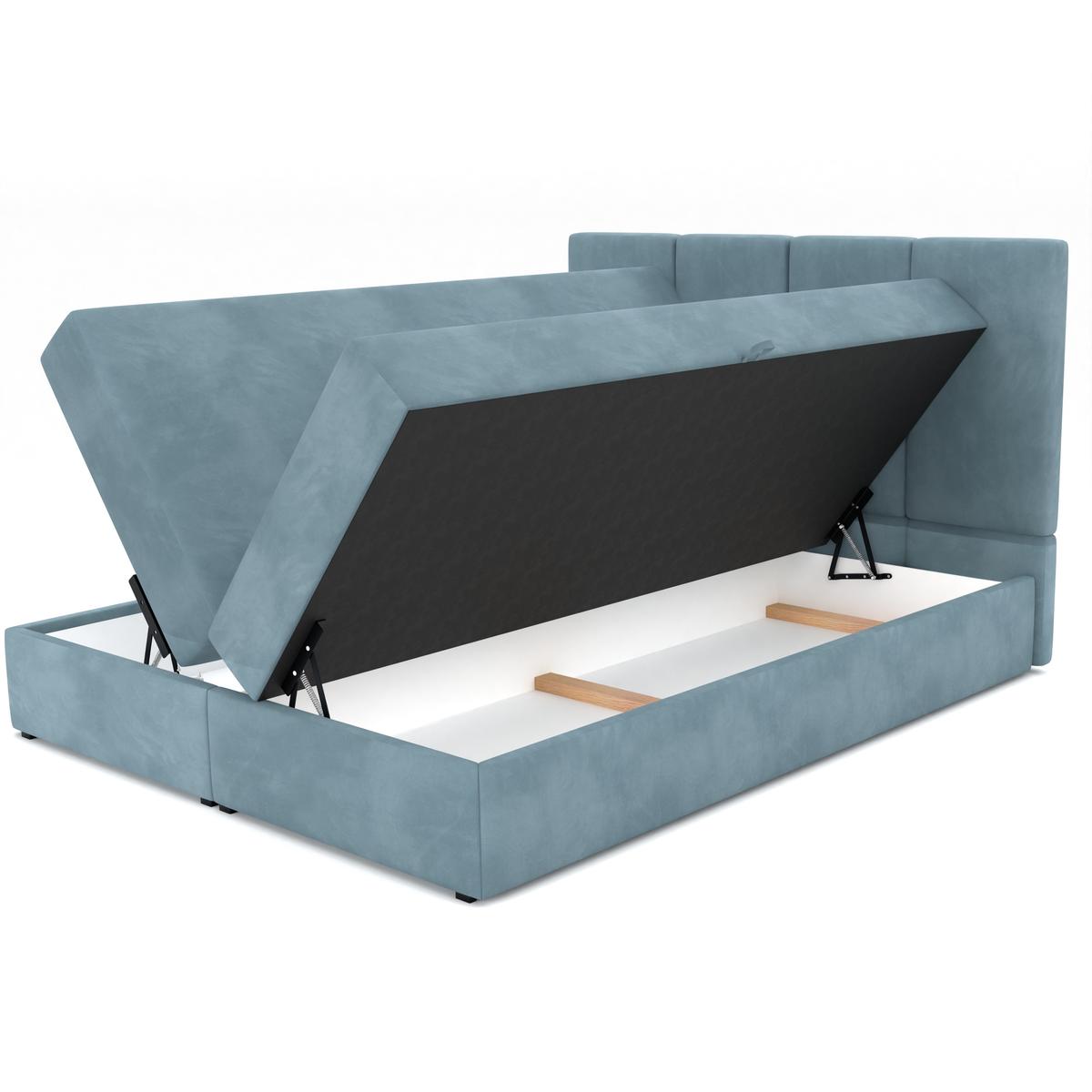 Łóżko kontynentalne 160x200x113 cm tapicerowane podwójne z materacem morskie nr. 16