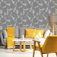 Tapeta Do Salonu Wzór GEOMETRYCZNY Szare Sześciany 53x1000  - Miniaturka zdjęcia nr 5