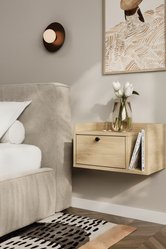 Szafka nocna wisząca AURA 50x35x22 cm stolik nocny do sypialni prawy dąb cremona - Miniaturka zdjęcia nr 1