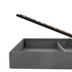 Łóżko tapicerowane 160x200 premium z pojemnikiem do sypialni szare wezgłowie 107 cm - Miniaturka zdjęcia nr 13