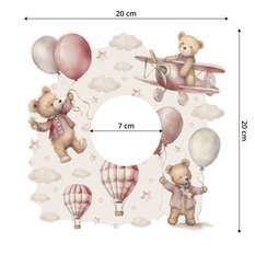 Naklejka Pod Włącznik Misie Różowe Balony Chmurki 20x20 Gwiazdki Boho Dla Dzieci - Miniaturka zdjęcia nr 2