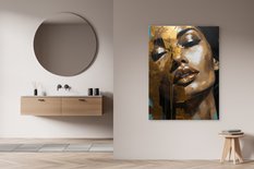 Obraz Na Ścianę Nowoczesny PORTRET Kobiety Styl Glamour Złote Usta 80x120cm - Miniaturka zdjęcia nr 9