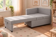 Sofa Viluś 106x75x80 cm szary rozkładana sofa narożna jednoosobowa z funkcją spania i pojemnikiem na pościel - Miniaturka zdjęcia nr 2