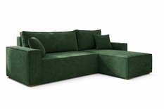 Narożnik Modena 230x52x130 cm z funkcją spania i pojemnikiem sztruks butelkowa zieleń do salonu - Miniaturka zdjęcia nr 3