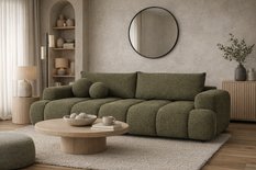 Kanapa z funkcją spania Mediolan 250x112x90 cm rozkładana trzyosobowa tkanina LOOP zieleń