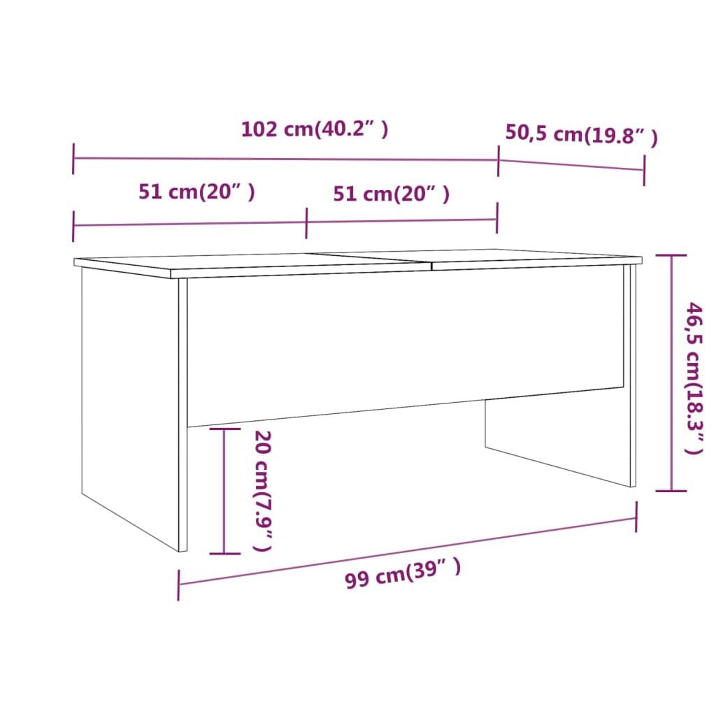 Stolik kawowy 102x50,5x46,5 cm z ukrytym schowkiem pod rozkładanym blatem przydymiony dąb do salonu nr. 9