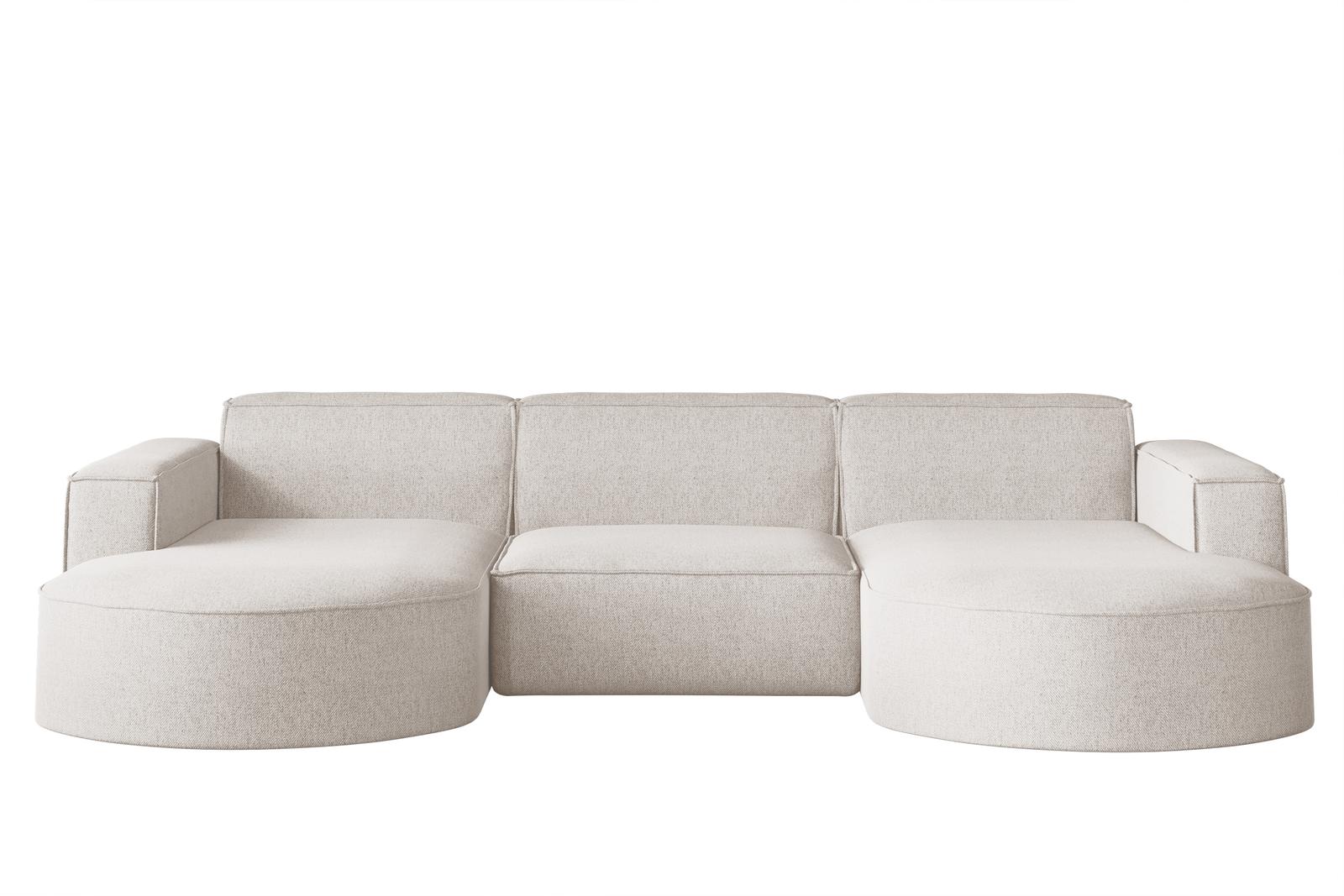 Sofa MODENA STUDIO U 299x78x165 cm w kształcie U bez funkcji spania do salonu NEVE ecru