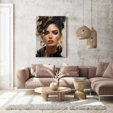 Obraz Złoty PORTRET Kobieca Twarz Styl Glamour Abstrakcja Do Salonu 80x120cm - Miniaturka zdjęcia nr 6