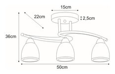 Lampa sufitowa K-JSL-8090/3 AB SAMIRA 50x25x22 cm do salonu lub pokoju patyna - Miniaturka zdjęcia nr 7