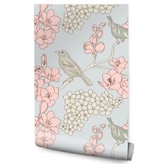 Tapeta W Rolce Malowane KWIATY Ptaki Natura Ozdoba  - Miniaturka zdjęcia nr 1