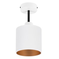 Lampa sufitowa 15x15x30 cm jednopunktowy spot z abażurem gwint E27 biała z białym abażurem do salonu - Miniaturka zdjęcia nr 1