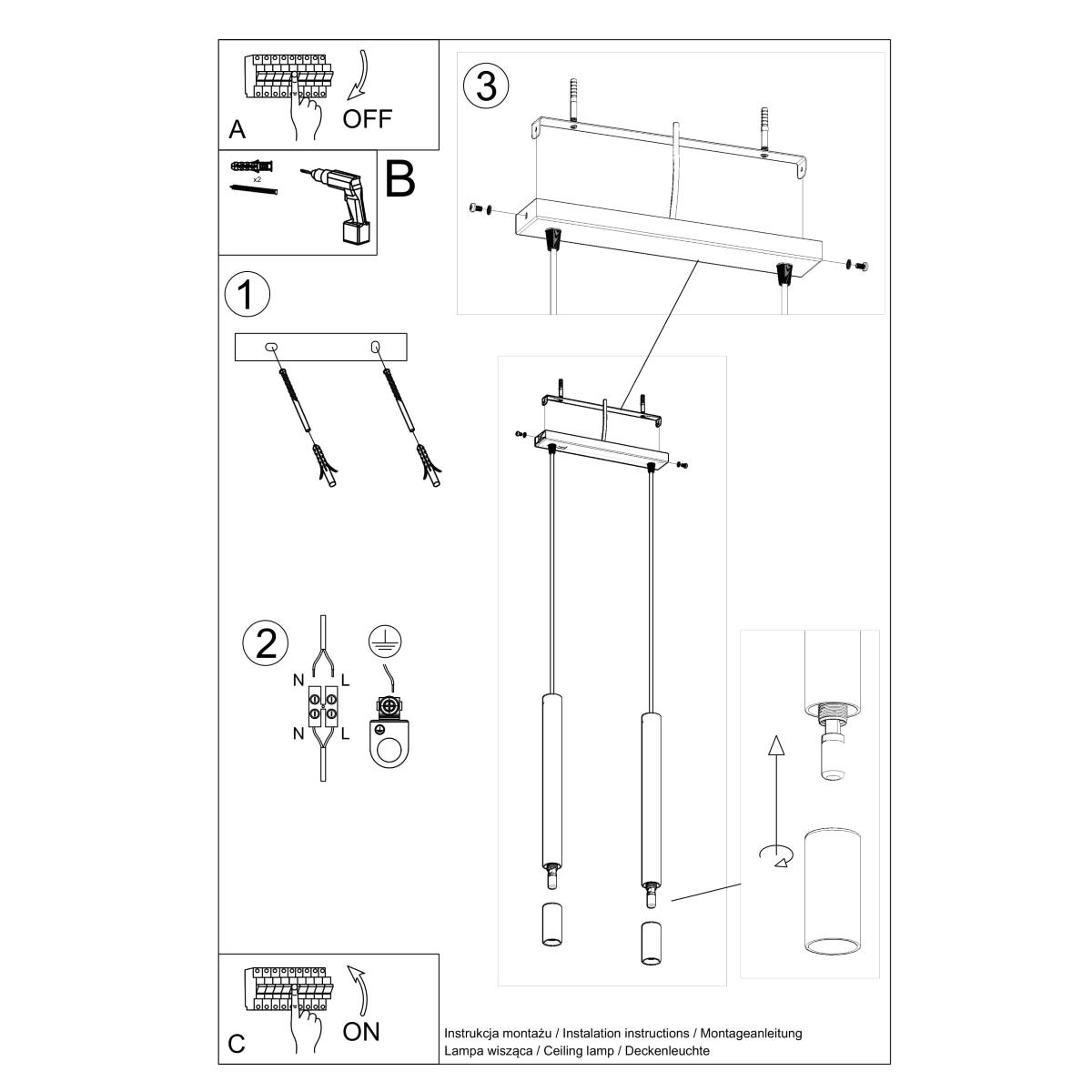 Lampa wisząca WEZYR 2 biała 120x6x30cm nowoczesna lampa G9 do salonu nr. 5