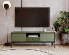 Szafka rtv Maggiore 154 cm do salonu smoke green zielony czarny złoty - Miniaturka zdjęcia nr 9