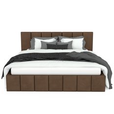 Łóżko tapicerowane 140x200 premium z pojemnikiem do sypialni brązowe wezgłowie 107 cm - Miniaturka zdjęcia nr 9