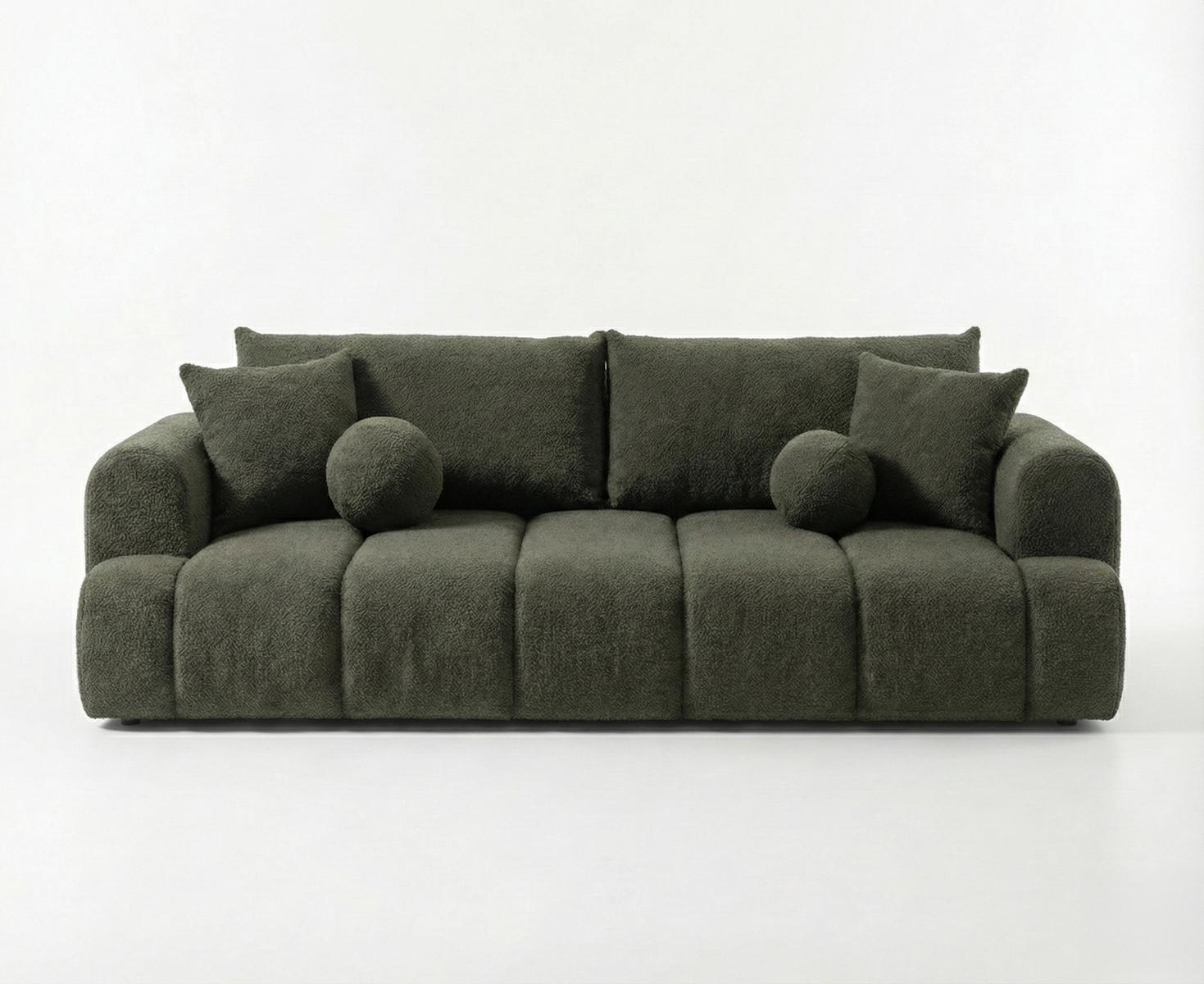 Kanapa z funkcją spania Mediolan 250x112x90 cm rozkładana trzyosobowa tkanina LOOP zieleń nr. 3