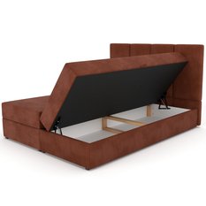 Łóżko kontynentalne 160x200x113 cm tapicerowane podwójne z materacem miodowe - Miniaturka zdjęcia nr 11